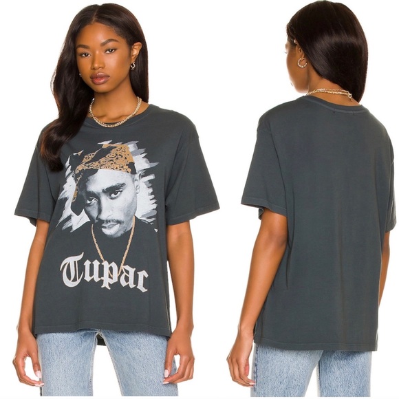DAYDREAMER Tupac Short Sleeve Tee in Vintage Black Gray Size Small NEW